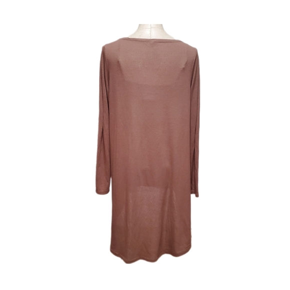 Heart Hips Brown Long Sleeve High low top Sz M - Picture 3 of 6